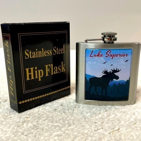 Lucy Lu "Lake Superior" Stainless Steel 6 Oz. Flask - Picture 1 of 9